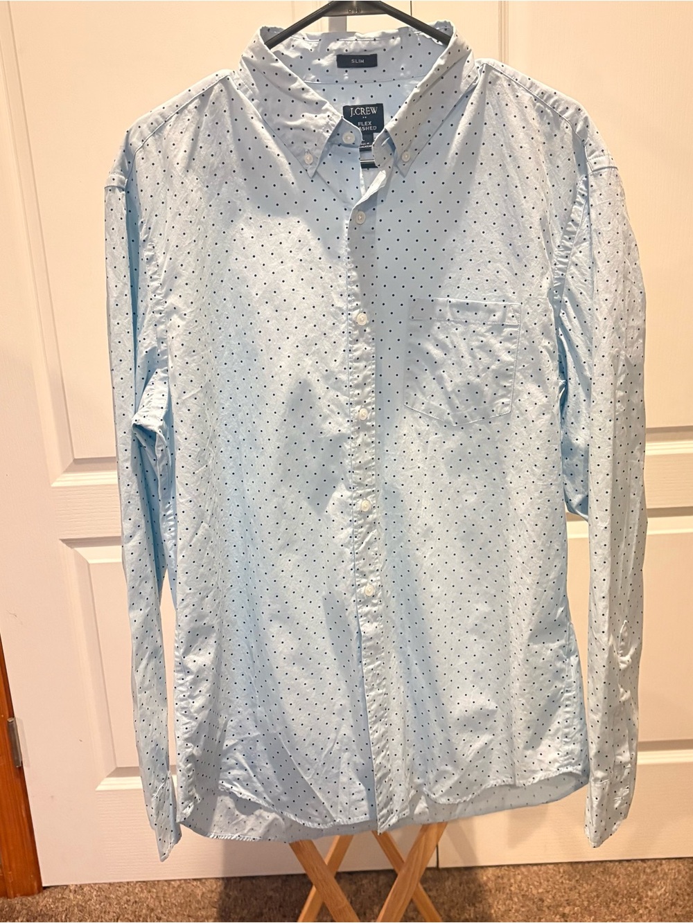 J.Crew Flex Washed Men’s L Blue Polka Dot Button Down Shirt